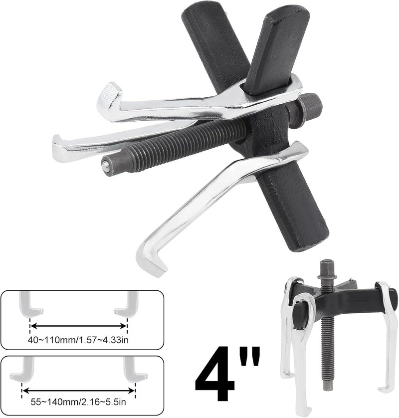 ChgImposs 4" 2 Jaw 3 Jaw Gear Puller, Adjustable Bearing Puller, Reversible Removal Tool for Internal External Pulling, Puller Tool for Removal of Pulleys Flywheels Bearings Gears - Image 3